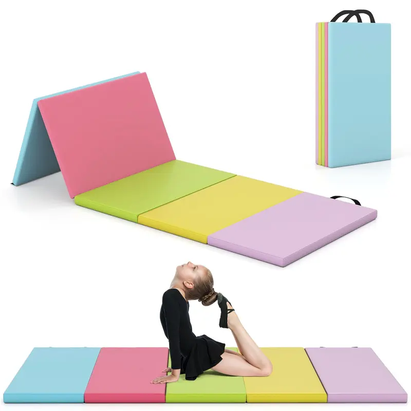 Goplus Turnmatte, 201 x 75 cm, 5-teilige klappbare Bodenturnmatte mit Tragegriffen