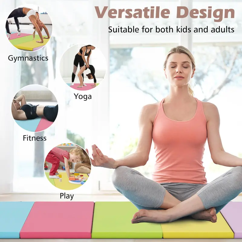 Goplus Turnmatte, 201 x 75 cm, 5-teilige klappbare Bodenturnmatte mit Tragegriffen 2