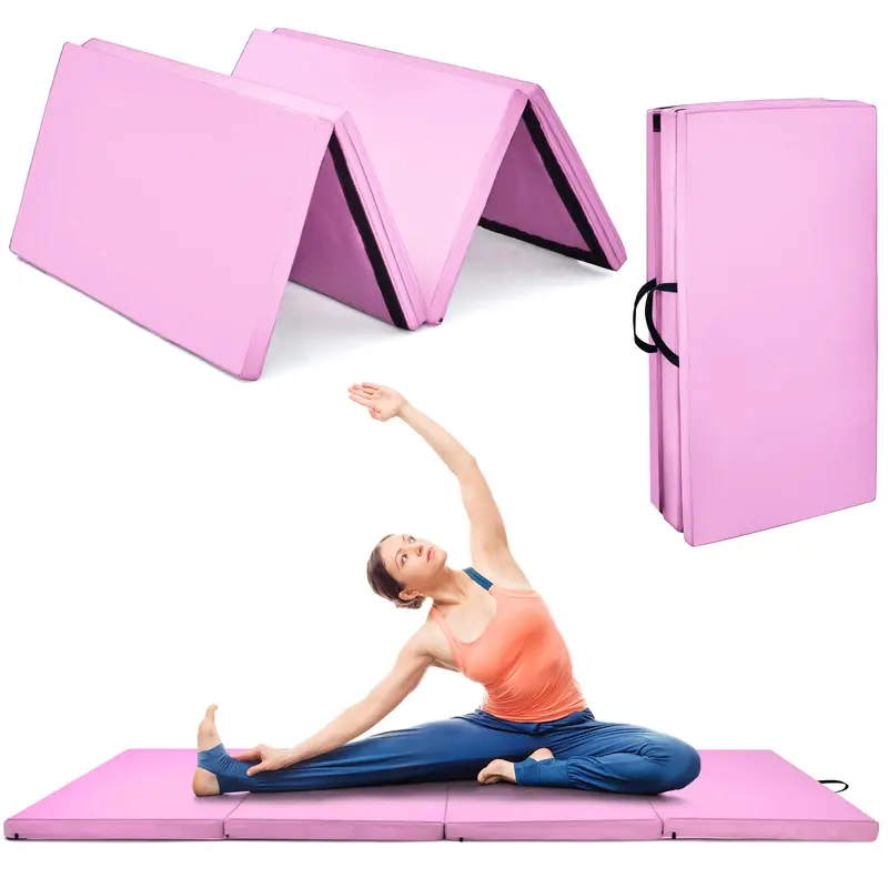 Goplus Turnmatte fürs Training, 240 x 116 cm, klappbar in 4 Teile, 5 cm stark, mit Tragegriffen – ideal für Heimfitness, Gymnastik und Yoga