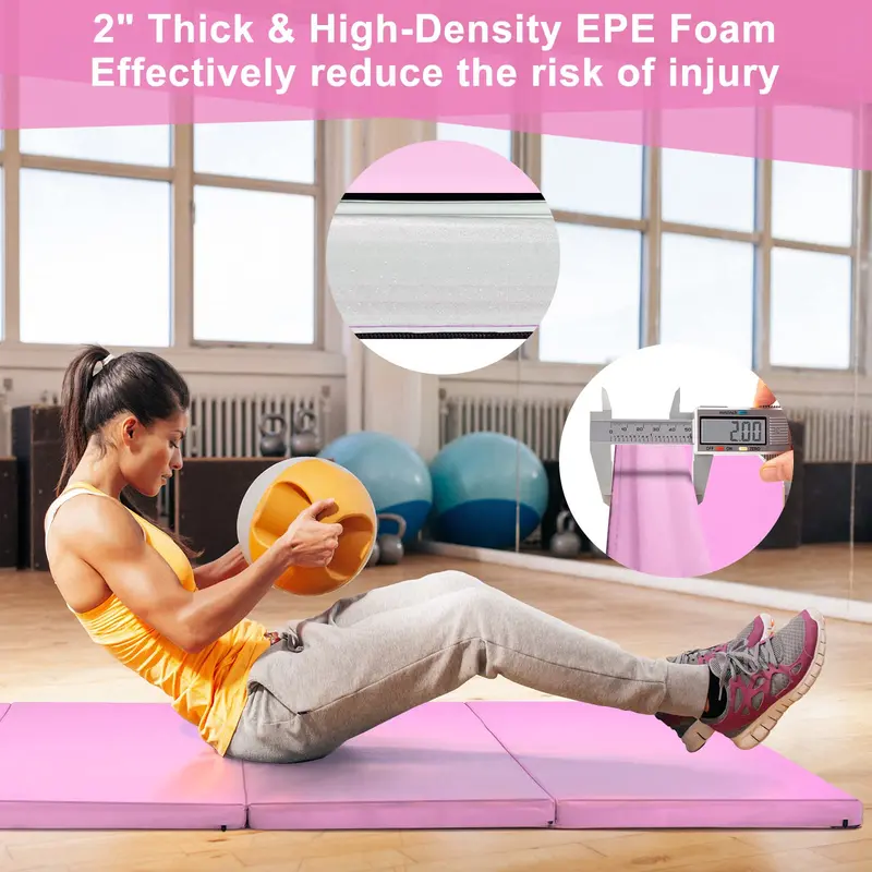 Goplus Turnmatte fürs Training, 240 x 116 cm, klappbar in 4 Teile, 5 cm stark, mit Tragegriffen – ideal für Heimfitness, Gymnastik und Yoga 2