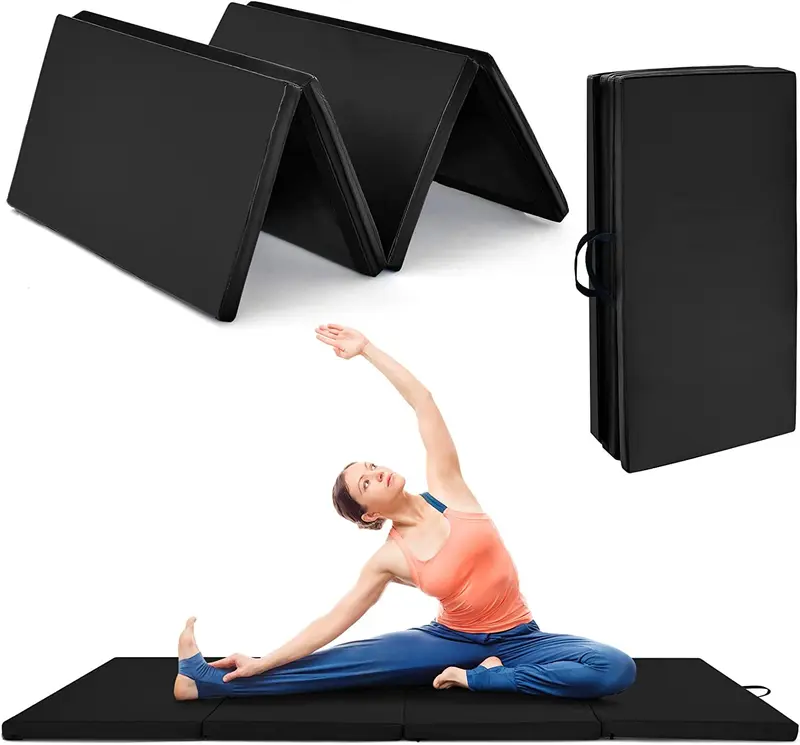 Goplus Turnmatte fürs Training, 240 x 116 cm, klappbar in 4 Teile, 5 cm stark, mit Tragegriffen – ideal für Heimfitness, Gymnastik und Yoga