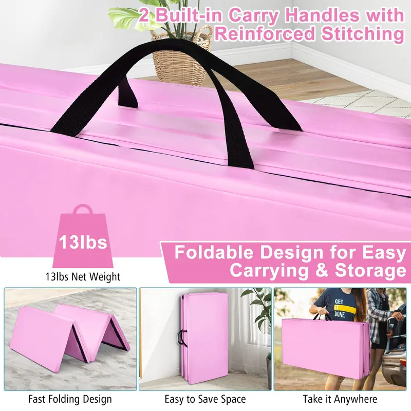Goplus Turnmatte fürs Training, 240 x 116 cm, klappbar in 4 Teile, 5 cm stark, mit Tragegriffen – ideal für Heimfitness, Gymnastik und Yoga