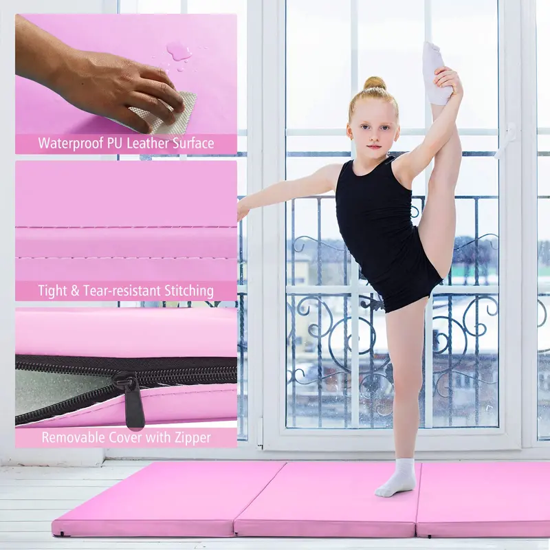 Goplus Turnmatte fürs Training, 240 x 116 cm, klappbar in 4 Teile, 5 cm stark, mit Tragegriffen – ideal für Heimfitness, Gymnastik und Yoga