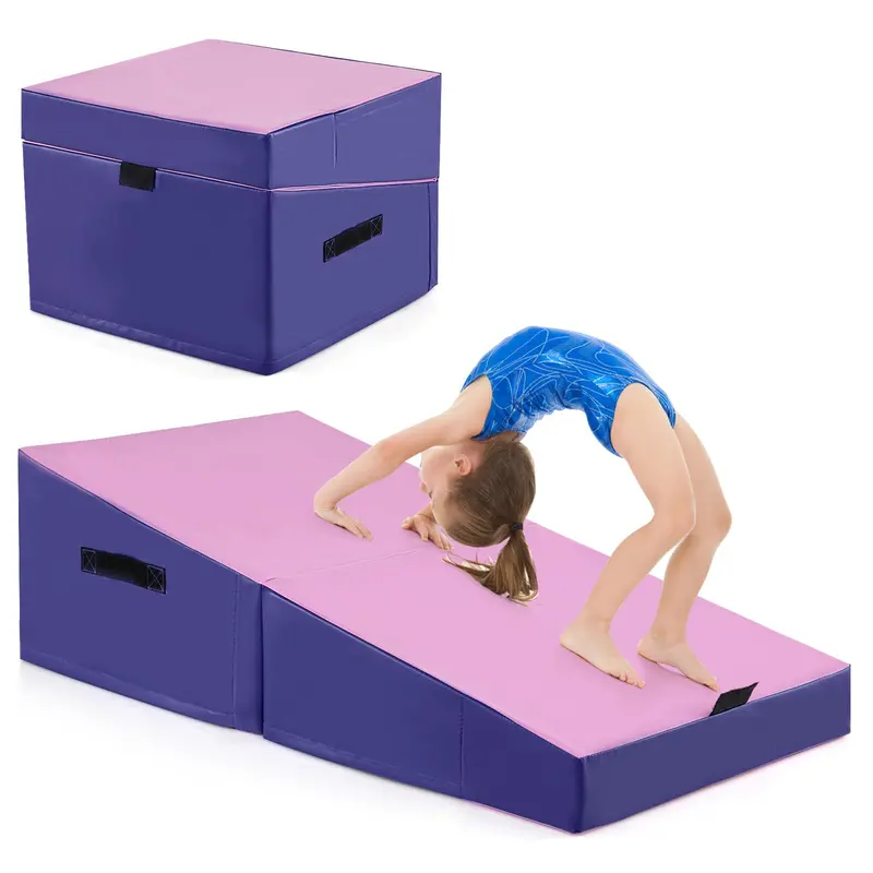 GoPlus-Turnmatte, klappbare Neigungsmatte für Yoga mit EPE-Schaumstoff, rutschfeste PVC-Leder-Oberfläche und Tragegriff