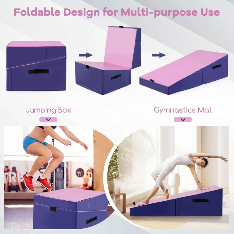 GoPlus-Turnmatte, klappbare Neigungsmatte für Yoga mit EPE-Schaumstoff, rutschfeste PVC-Leder-Oberfläche und Tragegriff 2