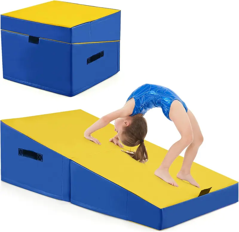 GoPlus-Turnmatte, klappbare Neigungsmatte für Yoga mit EPE-Schaumstoff, rutschfeste PVC-Leder-Oberfläche und Tragegriff