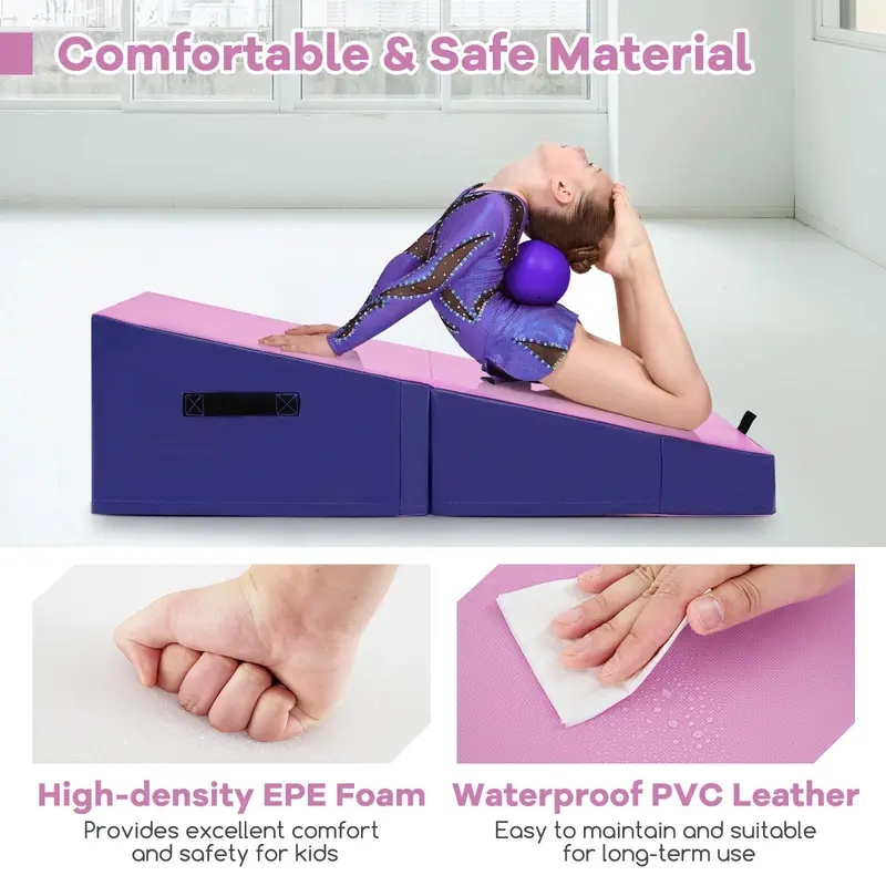 GoPlus-Turnmatte, klappbare Neigungsmatte für Yoga mit EPE-Schaumstoff, rutschfeste PVC-Leder-Oberfläche und Tragegriff