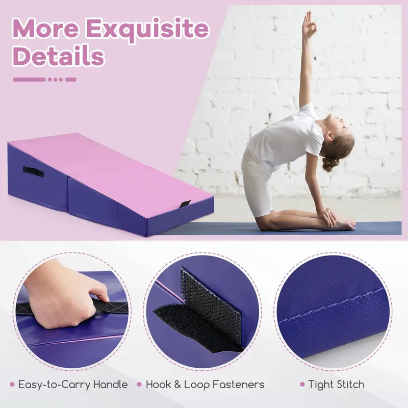 GoPlus-Turnmatte, klappbare Neigungsmatte für Yoga mit EPE-Schaumstoff, rutschfeste PVC-Leder-Oberfläche und Tragegriff