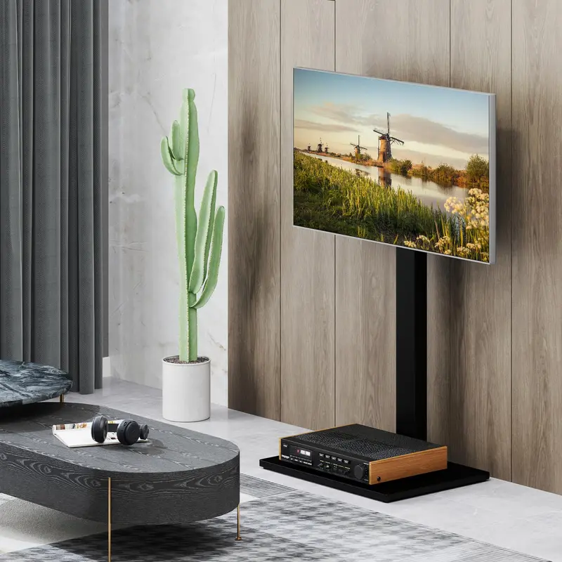 Goplus universeller TV-Ständer für Fernseher von 32–70 Zoll mit einer Tragkraft bis zu 50 kg – höhenverstellbarer TV-Halterungsständer mit AV-Ablage 2