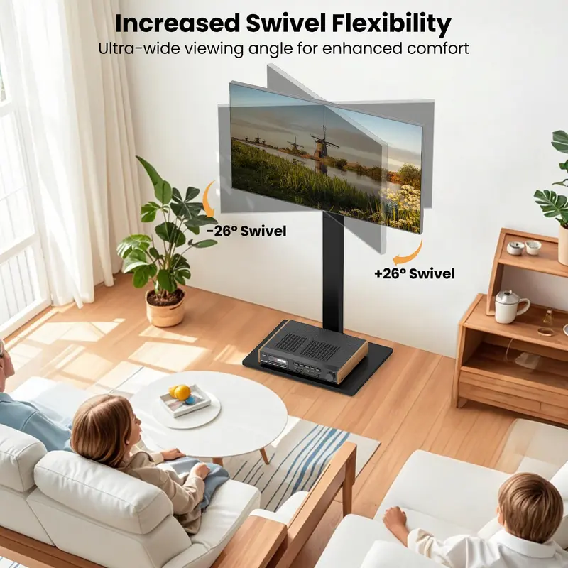 Goplus universeller TV-Ständer für Fernseher von 32–70 Zoll mit einer Tragkraft bis zu 50 kg – höhenverstellbarer TV-Halterungsständer mit AV-Ablage