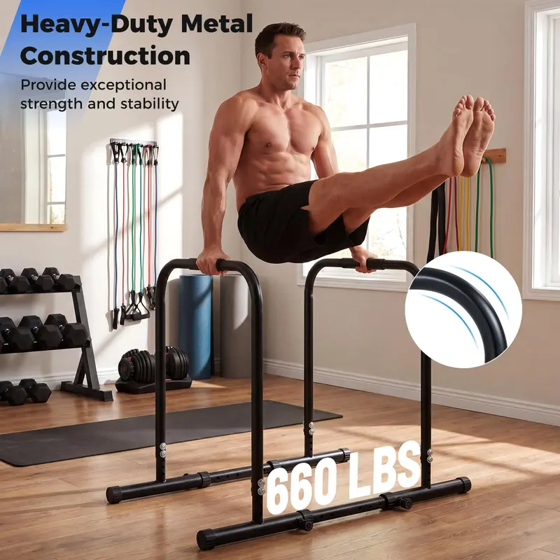 Goplus verstellbare Dip-Stange, robuste Parallettes und Push-up-Ständer mit einer Tragkraft von bis zu 300 kg 2