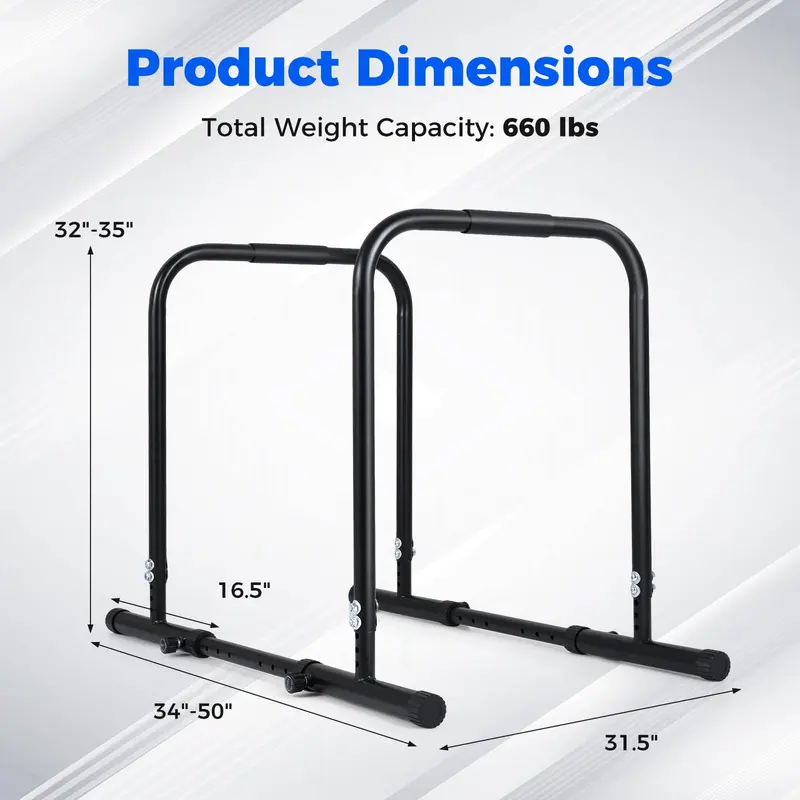 Goplus verstellbare Dip-Stange, robuste Parallettes und Push-up-Ständer mit einer Tragkraft von bis zu 300 kg