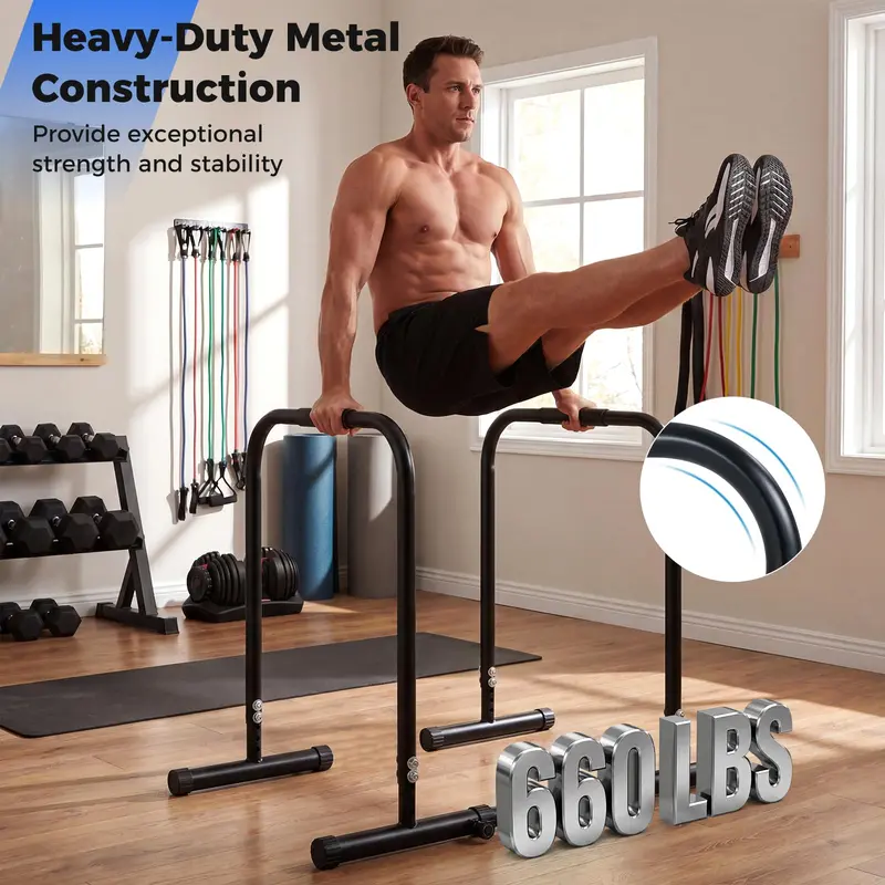 Goplus verstellbare Dip-Stange, tragbare Fitness-Dip-Station für Heimstudio und Calisthenics 2