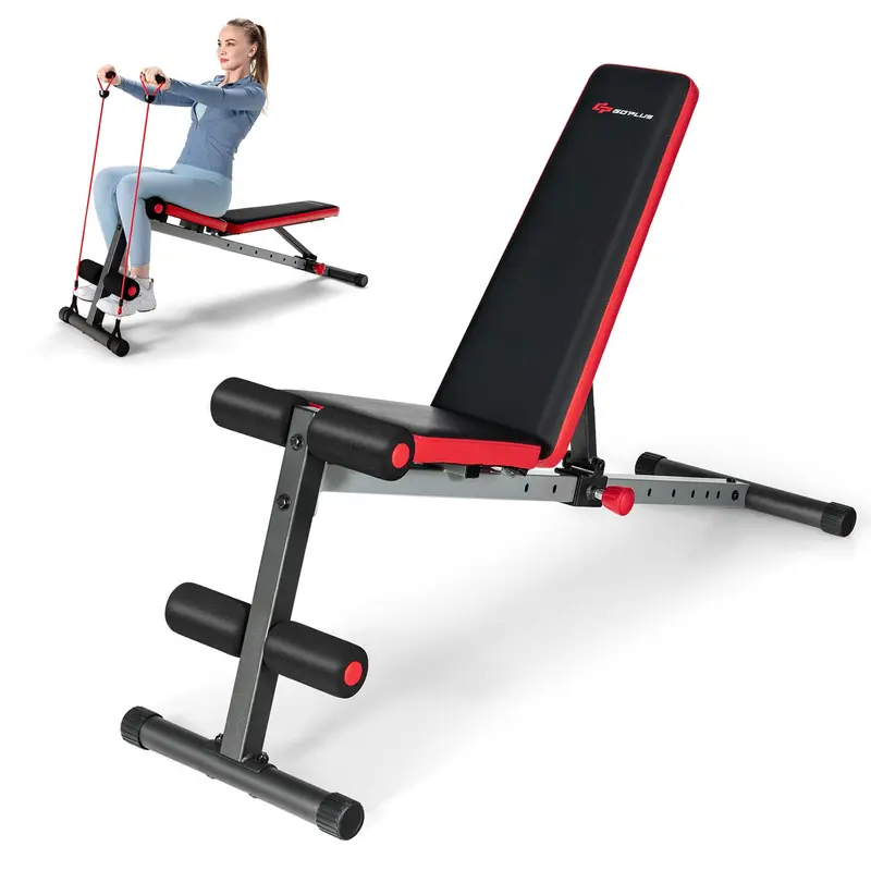Goplus verstellbare Trainingsbank, Fitnessbank mit 9-stufig verstellbarer Rückenlehne