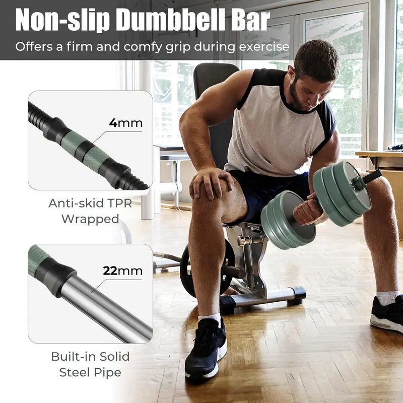 Goplus verstellbares Kurzhantel-Set, 41,7 kg Freihantel-Set mit Verbindungsstange