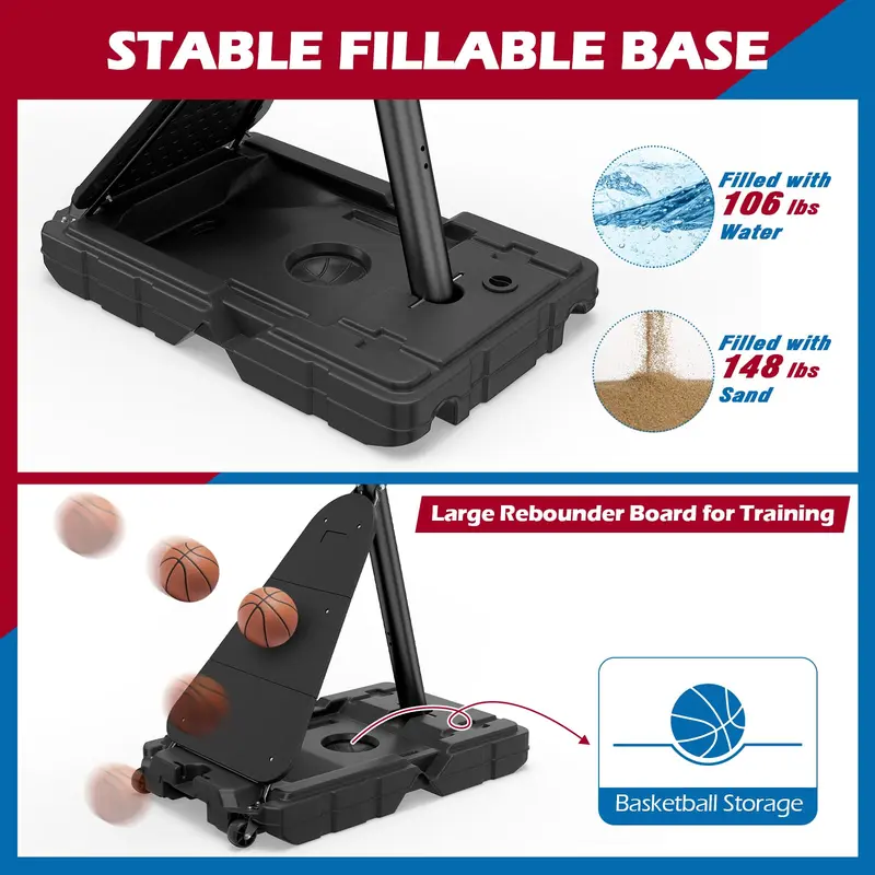 Goplus verstellbares, tragbares Basketballkorb-System (4,9–10 ft) mit bruchsicherer PC-Rückwand