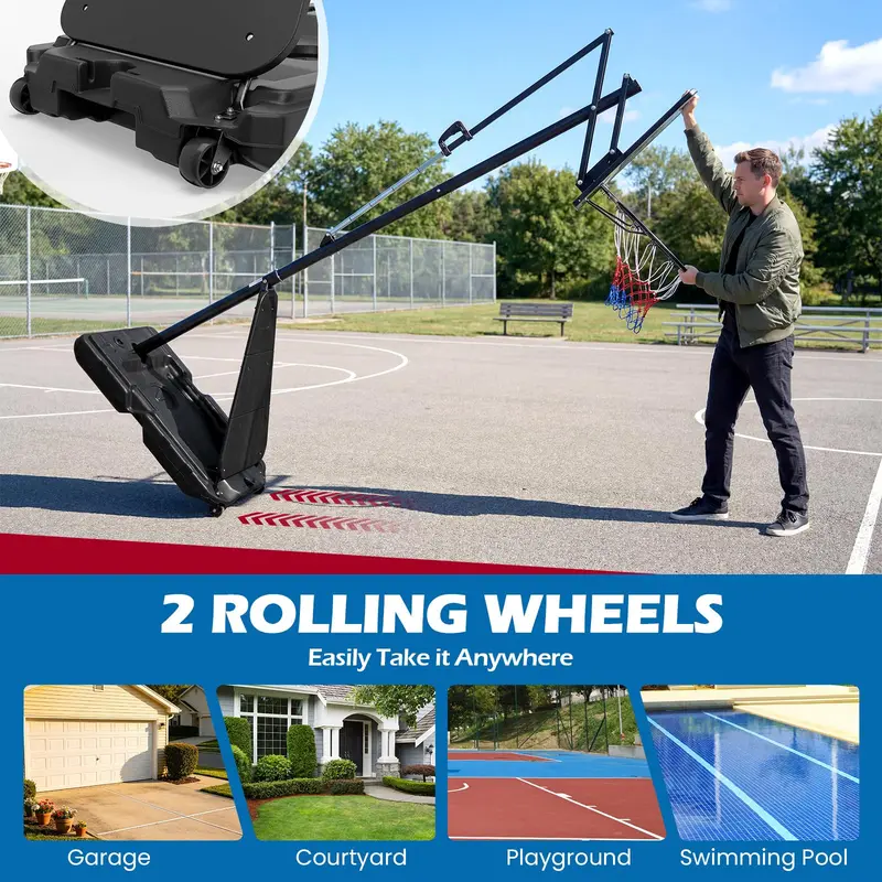 Goplus verstellbares, tragbares Basketballkorb-System (4,9–10 ft) mit bruchsicherer PC-Rückwand