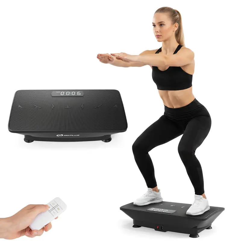 Goplus Vibrationsplattform-Fitnessgerät, Vibrationsplatte mit Gravitationssensor, Fernbedienung und Bluetooth