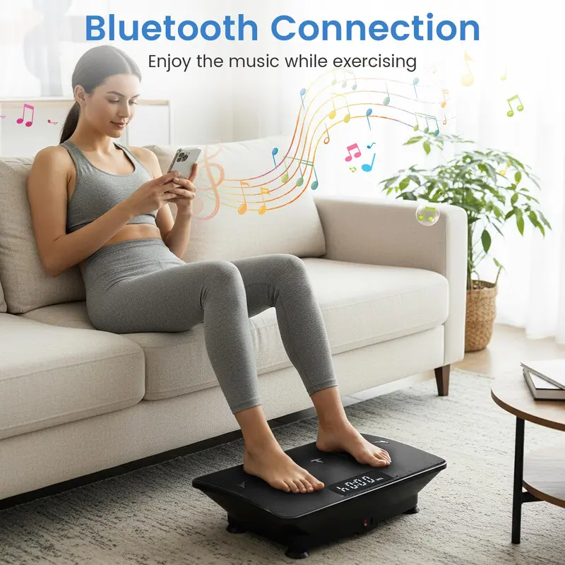 Goplus Vibrationsplattform-Fitnessgerät, Vibrationsplatte mit Gravitationssensor, Fernbedienung und Bluetooth