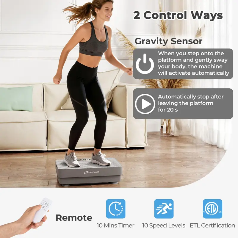 Goplus Vibrationsplattform-Fitnessgerät, Vibrationsplatte mit Gravitationssensor und Fernbedienung