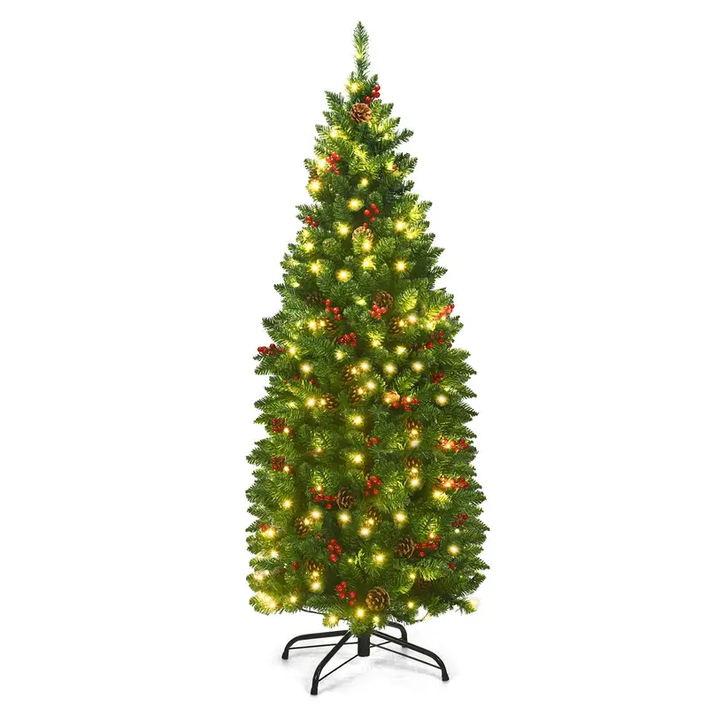 GoPlus vorgefertigter, beleuchteter Bleistift-Weihnachtsbaum