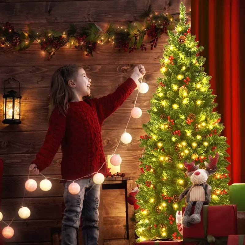GoPlus vorgefertigter, beleuchteter Bleistift-Weihnachtsbaum 2