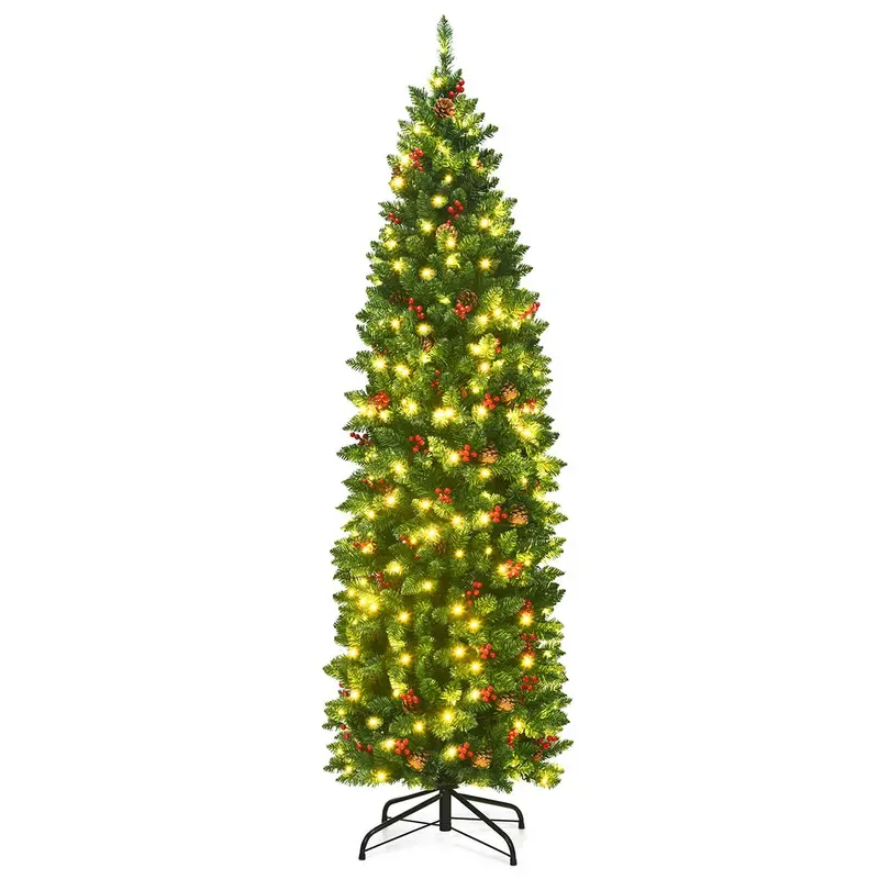 GoPlus vorgefertigter, beleuchteter Bleistift-Weihnachtsbaum