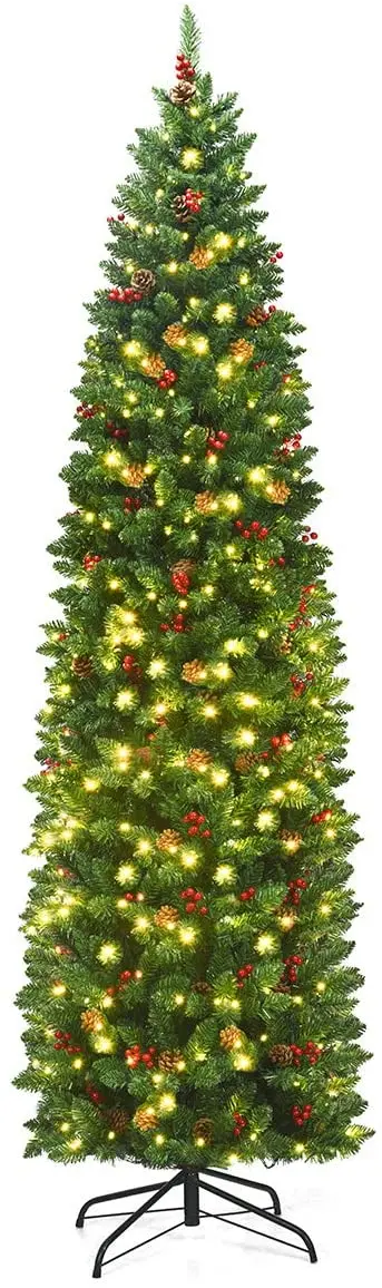 GoPlus vorgefertigter, beleuchteter Bleistift-Weihnachtsbaum
