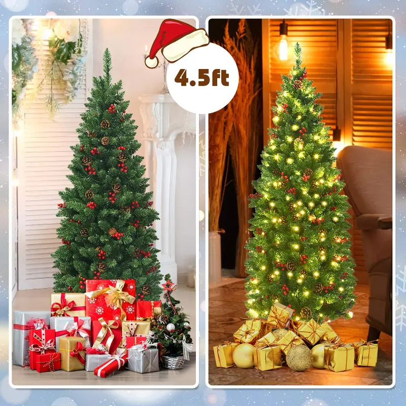 GoPlus vorgefertigter, beleuchteter Bleistift-Weihnachtsbaum