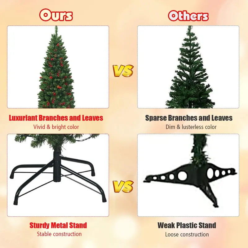 GoPlus vorgefertigter, beleuchteter Bleistift-Weihnachtsbaum