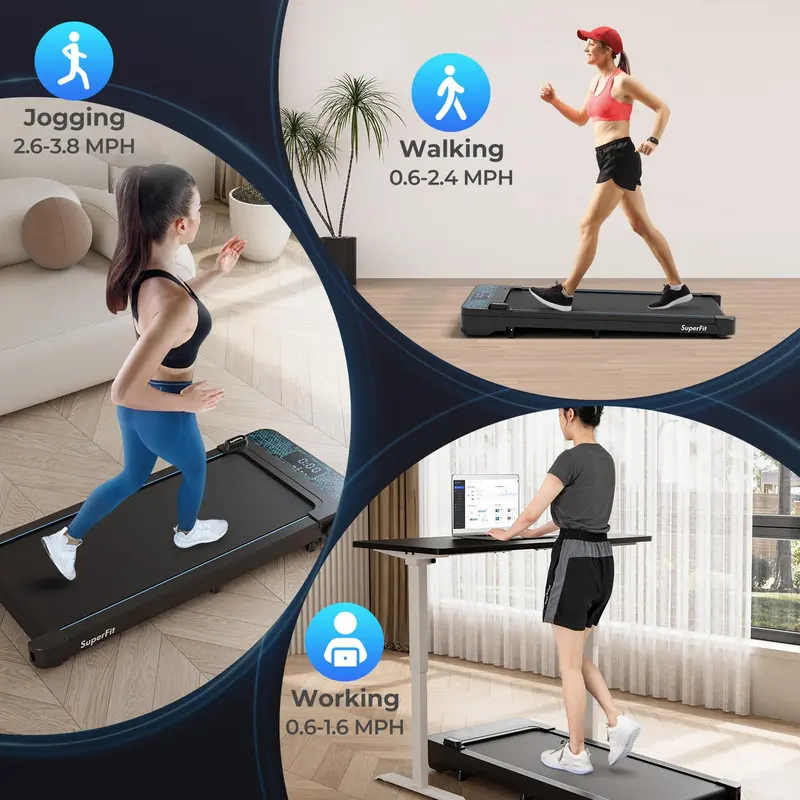 Goplus Walking Pad – Laufband unter dem Schreibtisch mit 136 kg Tragkraft, Fernbedienung und App-Steuerung sowie LED-Display, tragbares Laufband für Zuhause und Büro 2