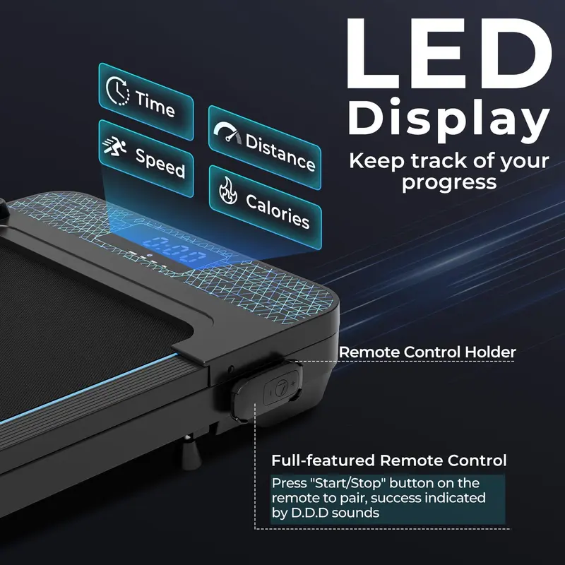Goplus Walking Pad – Laufband unter dem Schreibtisch mit 136 kg Tragkraft, Fernbedienung und App-Steuerung sowie LED-Display, tragbares Laufband für Zuhause und Büro