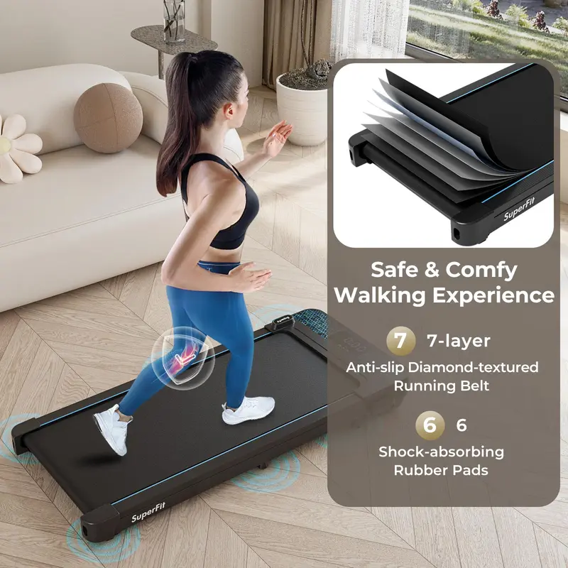 Goplus Walking Pad – Laufband unter dem Schreibtisch mit 136 kg Tragkraft, Fernbedienung und App-Steuerung sowie LED-Display, tragbares Laufband für Zuhause und Büro