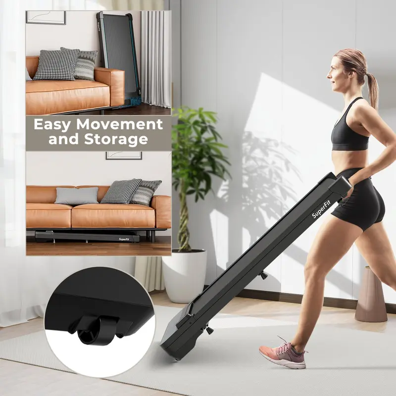 Goplus Walking Pad – Laufband unter dem Schreibtisch mit 136 kg Tragkraft, Fernbedienung und App-Steuerung sowie LED-Display, tragbares Laufband für Zuhause und Büro