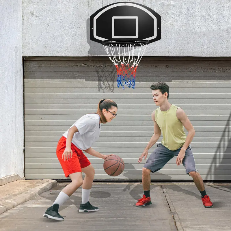 GoPlus Wandhalterung für Basketballkorb, 72 x 45,5 cm große Spielplatte mit 43 cm Ringdurchmesser, bruchfeste Spielplatte
