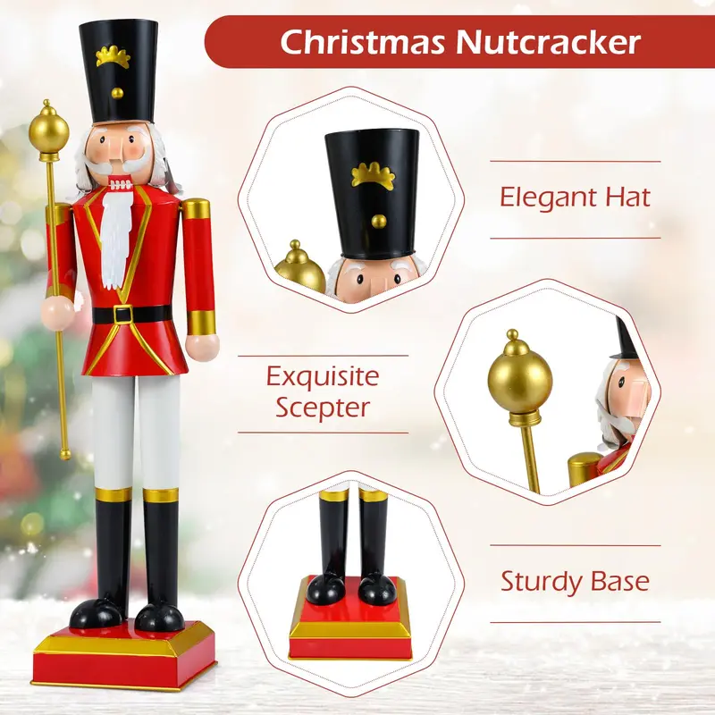 GoPlus Weihnachts-Nussknacker mit hoher Mütze und prächtigem Zepter, 32,5 Zoll