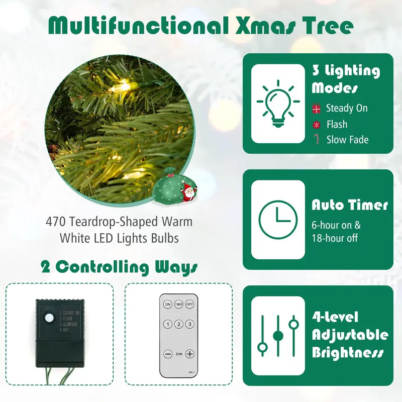 GoPlus Weihnachtsbaum mit Vorverkabelung – Aufbau in nur 3 Minuten, inkl. Aufbewahrungstasche