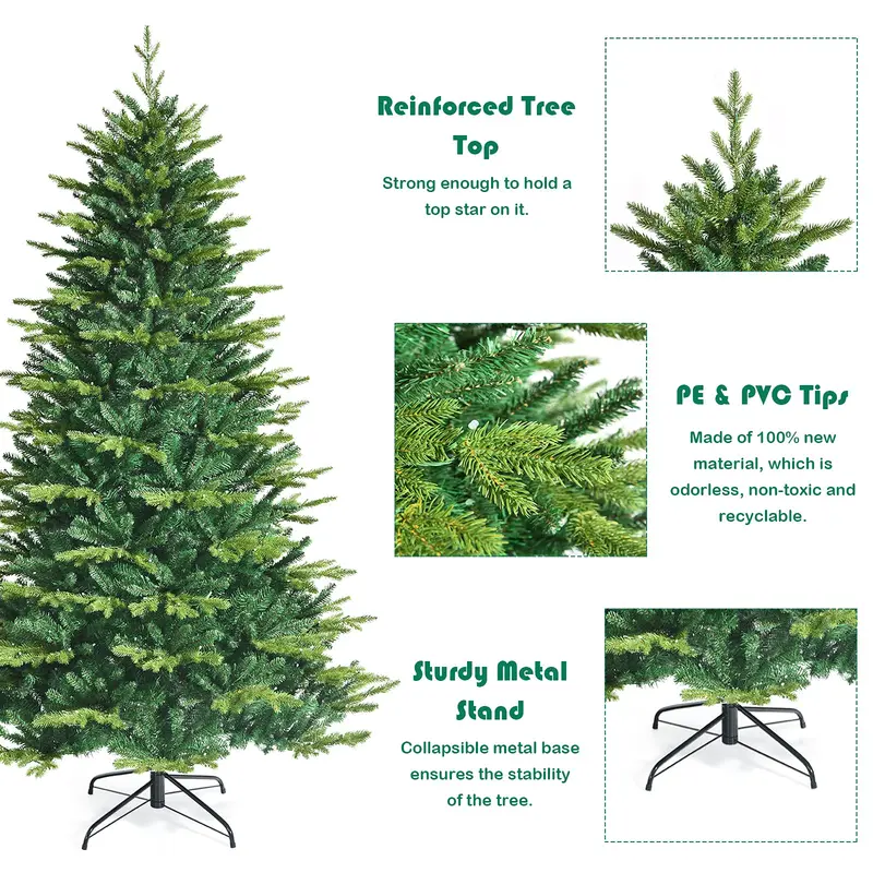 GoPlus Weihnachtsbaum, PVC- und PE-Zweigspitzen, Indoor-Weihnachts- und Festdekoration für Wohn- und Gewerbebereiche