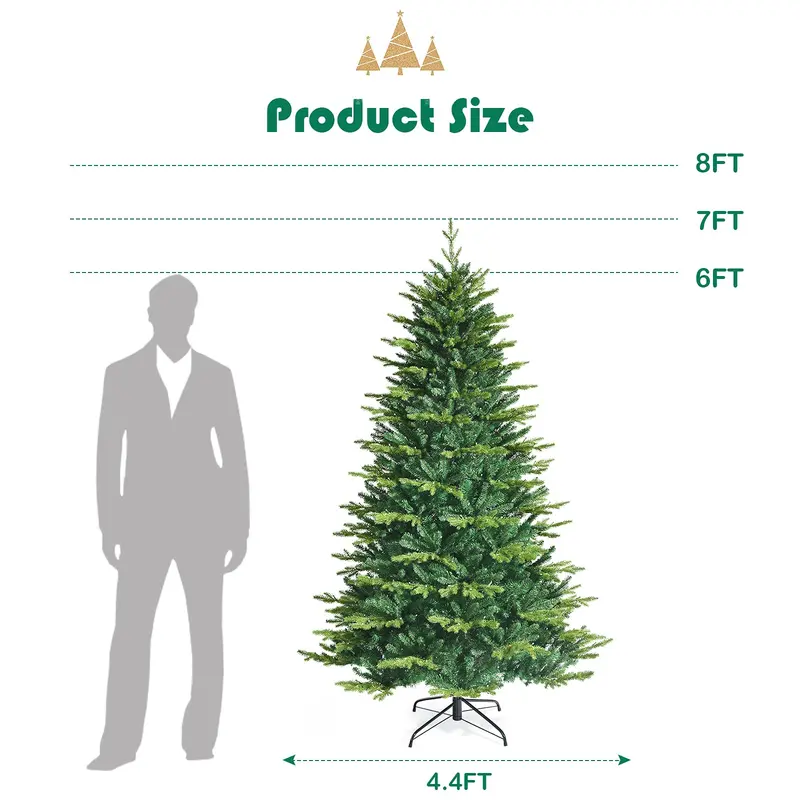 GoPlus Weihnachtsbaum, PVC- und PE-Zweigspitzen, Indoor-Weihnachts- und Festdekoration für Wohn- und Gewerbebereiche