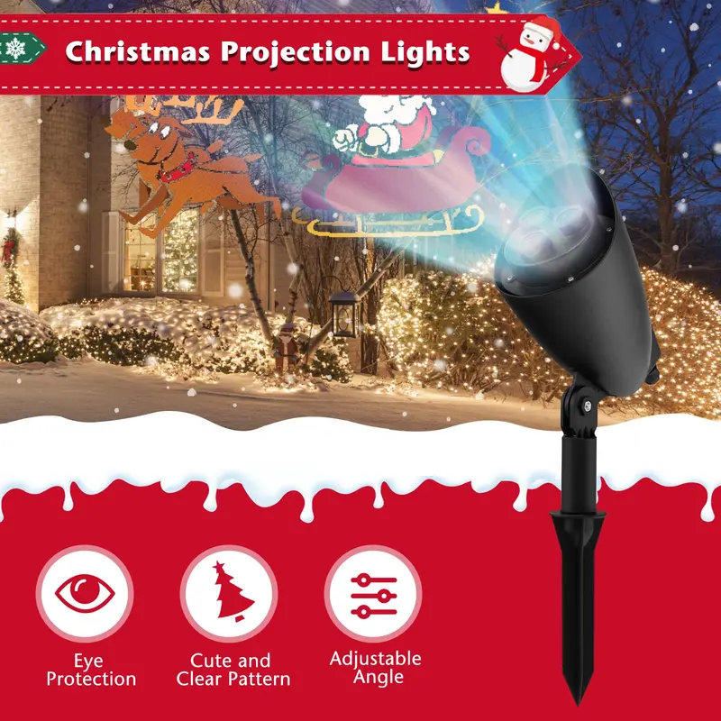 GoPlus Weihnachtsprojektorleuchten für draußen | LED-Weihnachtsmann im Schlitten-Projektionslampe 2