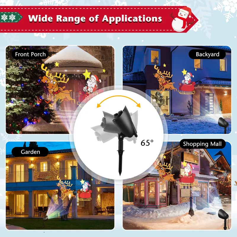 GoPlus Weihnachtsprojektorleuchten für draußen | LED-Weihnachtsmann im Schlitten-Projektionslampe