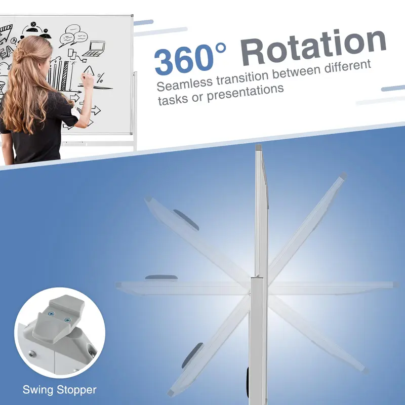 GoPlus Whiteboard auf Rollen, 183 x 91 cm, doppelseitig, magnetisch, trocken abwischbar, mit Ständer und Rahmen aus Aluminiumlegierung 2