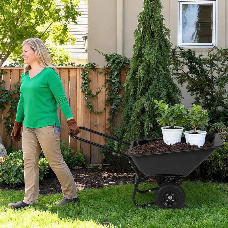 Goplus Zweirad-Schubkarre, robustes Garten-Hilfsfahrzeug mit Luftbereifung, Tragfähigkeit bis 150 kg
