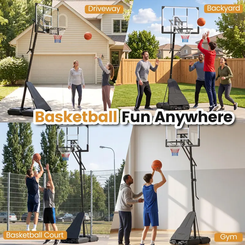 Gopplus Basketballkorb für den Außenbereich – 8–10 ft höhenverstellbares, tragbares Basketball-Zielsystem 2