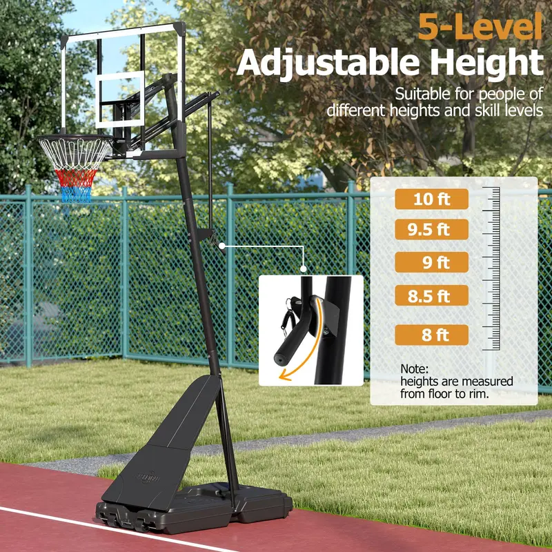 Gopplus Basketballkorb für den Außenbereich – 8–10 ft höhenverstellbares, tragbares Basketball-Zielsystem