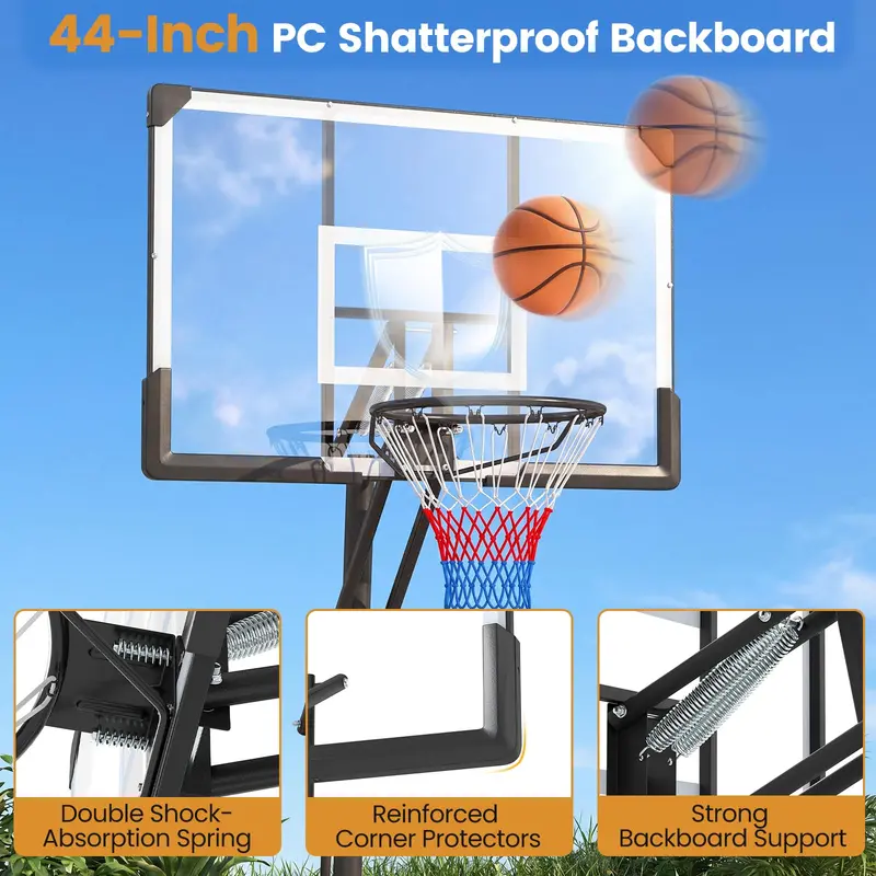 Gopplus Basketballkorb für den Außenbereich – 8–10 ft höhenverstellbares, tragbares Basketball-Zielsystem