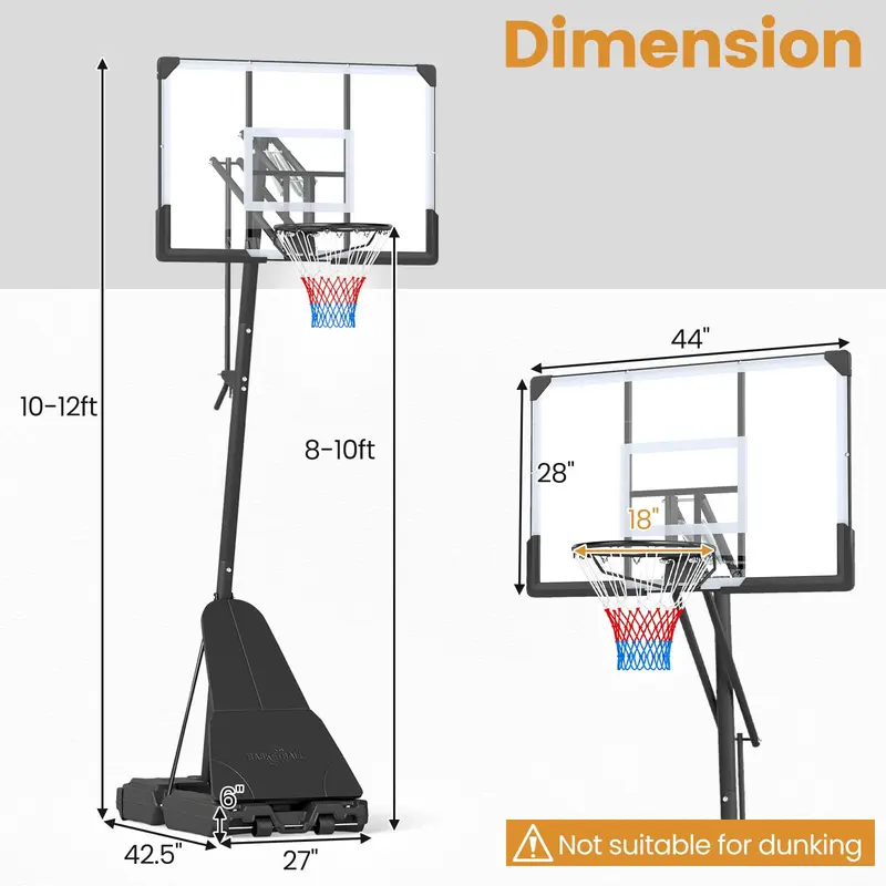 Gopplus Basketballkorb für den Außenbereich – 8–10 ft höhenverstellbares, tragbares Basketball-Zielsystem