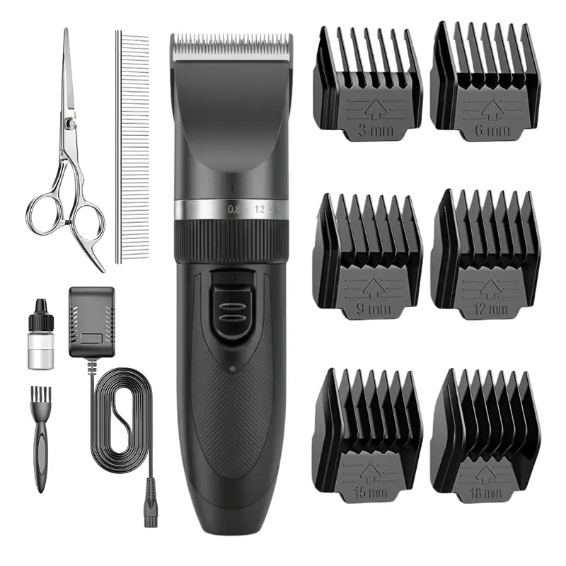 Haarschneider-Set für Haustiere mit einstellbaren Klingen und Führungskämmen
