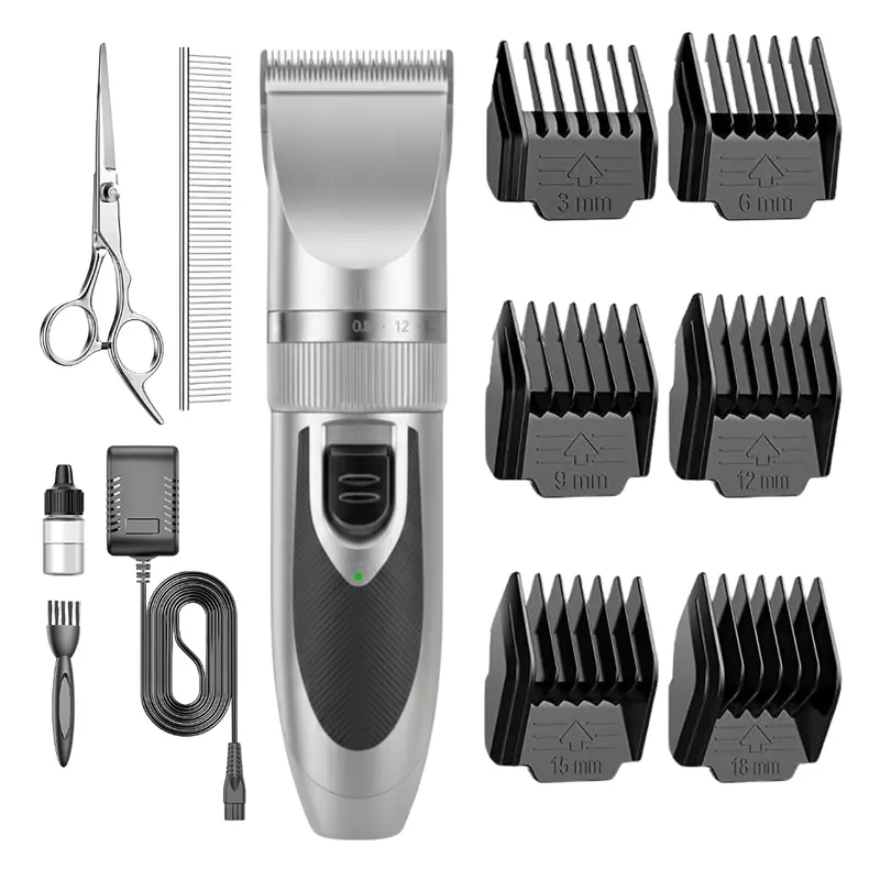 Haarschneider-Set für Haustiere mit einstellbaren Klingen und Führungskämmen