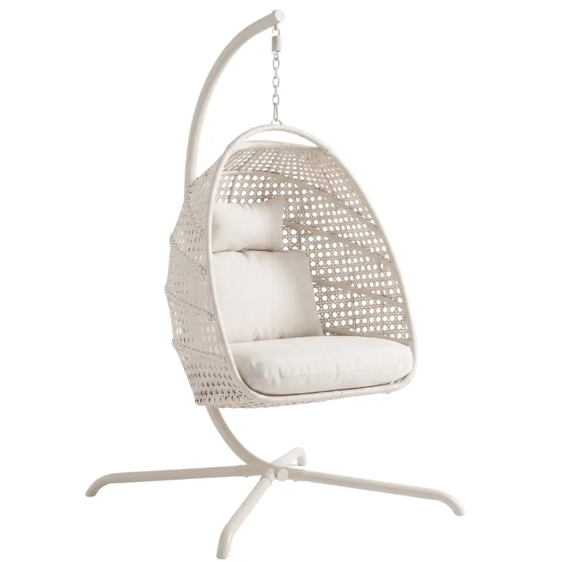 Hängender Ei-Sessel mit Gestell für Terrasse und Garten – Rattan-Hängesessel mit 160 kg Tragkraft